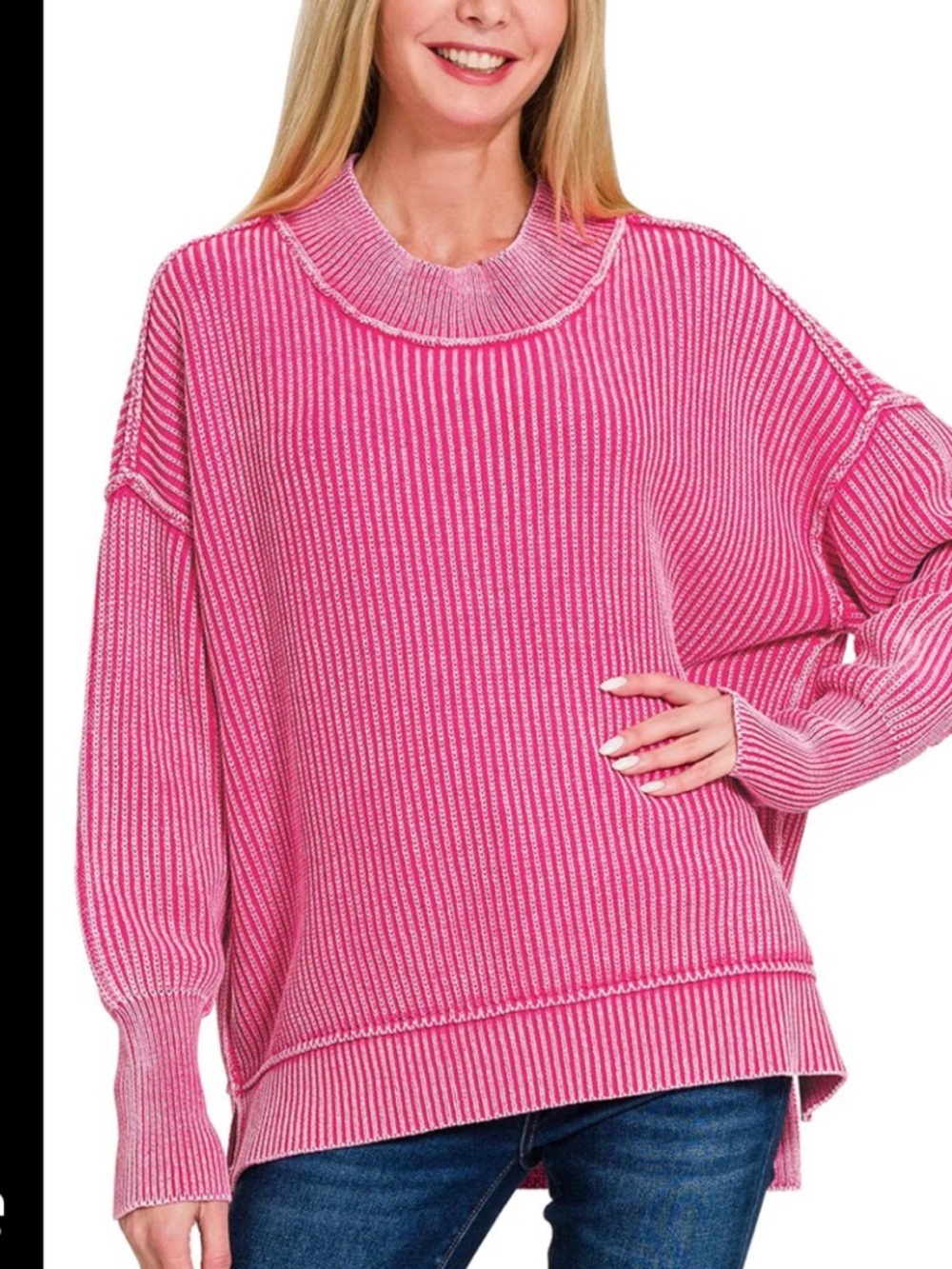 Zenana Corded Rib Knit Sweater L/XL